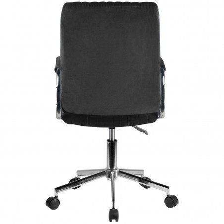 Chaise pivotante à roulettes velour AKORD FD24 Noir - 6
