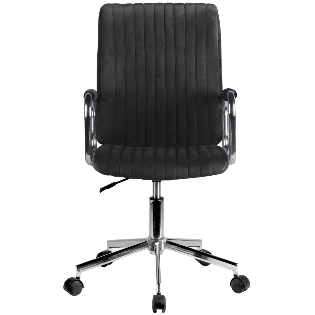 Chaise pivotante à roulettes velour AKORD FD24 Noir - 4