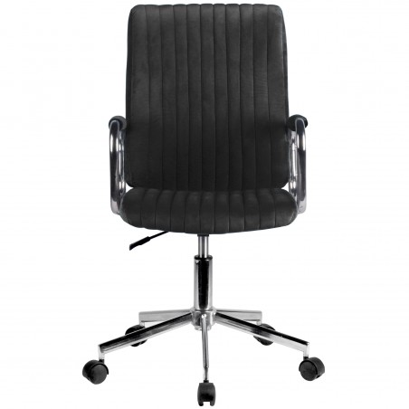 Chaise pivotante à roulettes velour AKORD FD24 Noir - 4