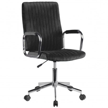 Chaise pivotante à roulettes velour AKORD FD24 Noir - 1