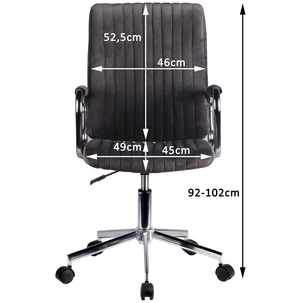 Chaise pivotante à roulettes velour AKORD FD24 Noir - 3